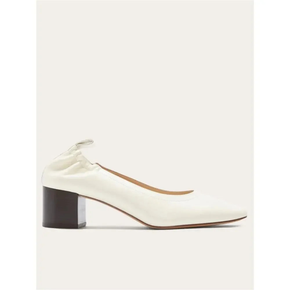 Everlane The Day Heel Bone Leather Block Heel Slip On Size 7.5 Sustainable NWOB - Picture 3 of 9